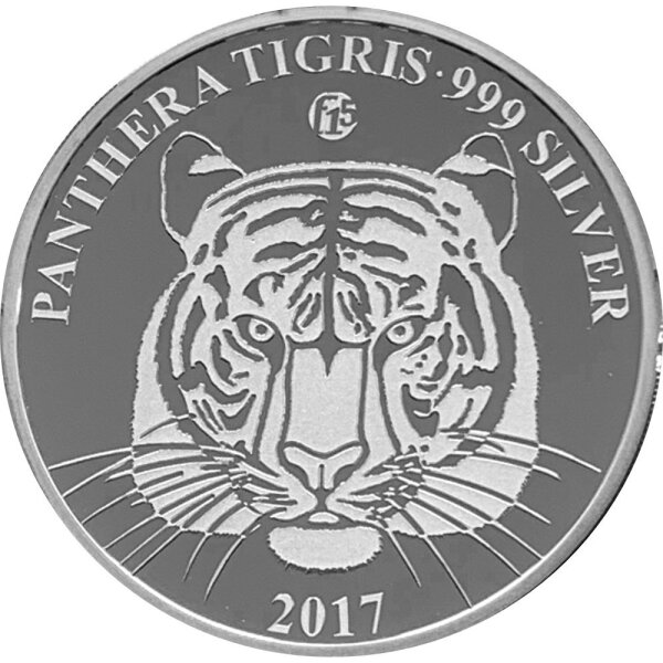 Laos 500 Kip 2017 Tiger - Silber PP F15
