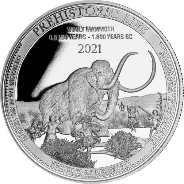 Kongo Prehistorical Life 4. Ausgabe 2021 Wollmammut 1 oz Silber
