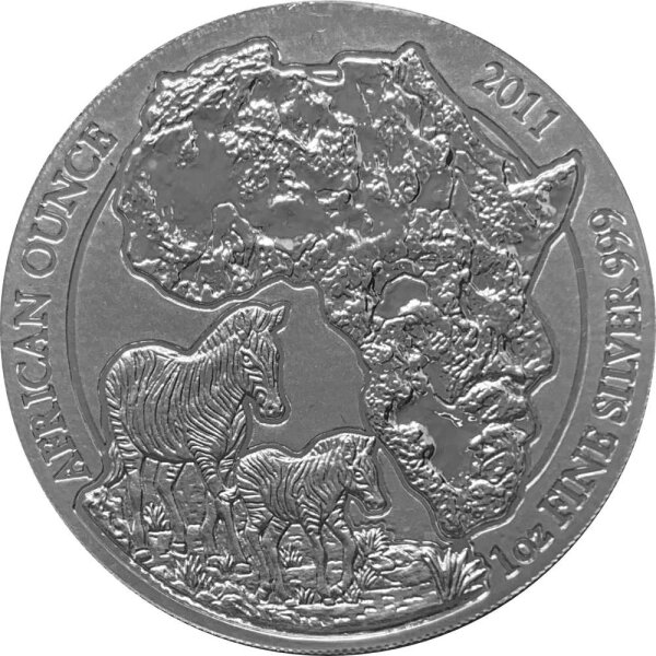 Ruanda African Ounce 2011 Zebra 1 oz Silber