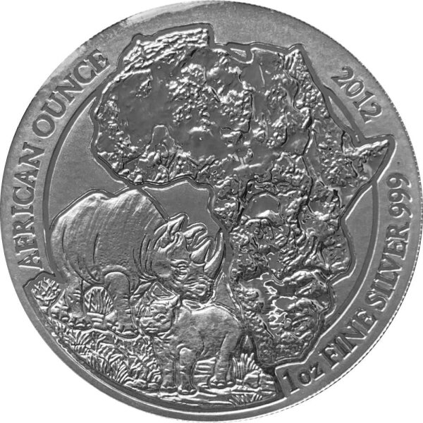 Ruanda African Ounce 2012 Nashorn 1 oz Silber