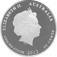 Australien Lunar II 2012 Jahr des Drachen 1/2 oz Silber - PP Coloriert