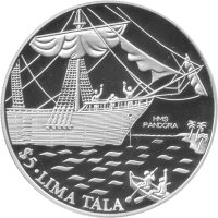 Tokelau 5 Tala 1993 - Segelschiff HMS Pandora - Silber PP
