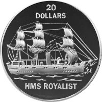 Tuvalu 20 Dollars 1993 - Dampfschiff HMS Royalist - Silber PP