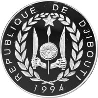 Djibouti 100 Francs 1994 Fregatte des 17. Jahrhunderts - Silber PP