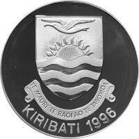Kiribati 5 Dollars 1996 - Fregatte HMS Dolphin und John Byron - Silber PP