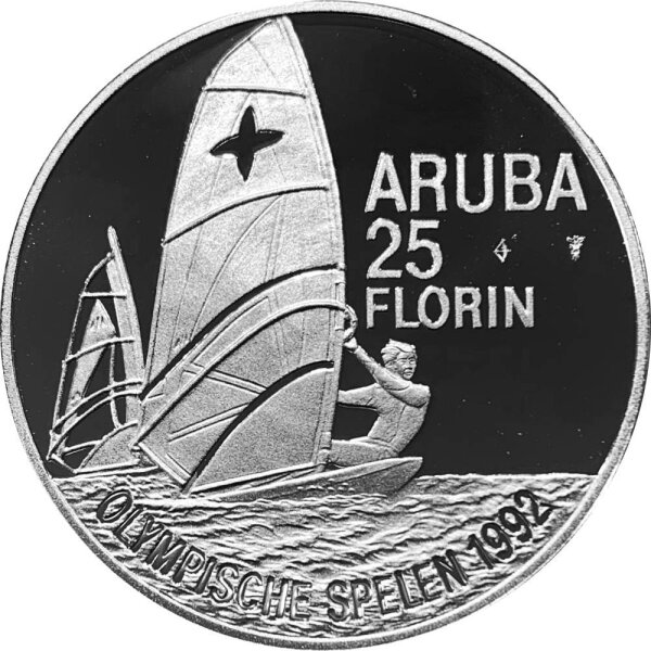 Aruba 25 Florin 1992 - XXV. Olympische Sommerspiele in Barcelona "Windsurfen" - Silber PP