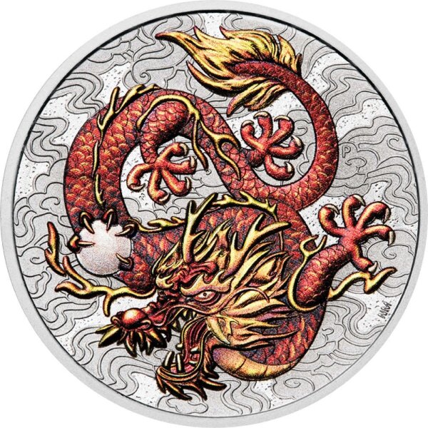 Australien Drachenserie 2021 Drache 1 oz Silber - Coloriert | Chinesische Mythen und Legenden