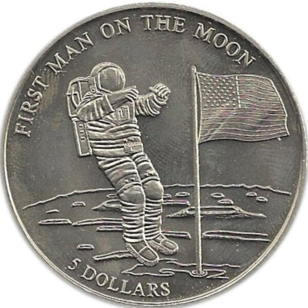 Liberia 5 Dollars 2000 - 30 Jahre Mondlandung von Apollo 11 - Großer Typ - Kupfer-Nickel