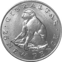 Gibraltar 25 New Pence 1971 "Berberaffe" -...