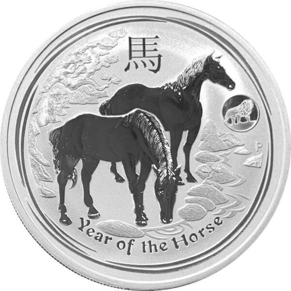 Australien Lunar II 2014 Jahr des Pferdes 1 oz Silber - Privy Mark Löwe