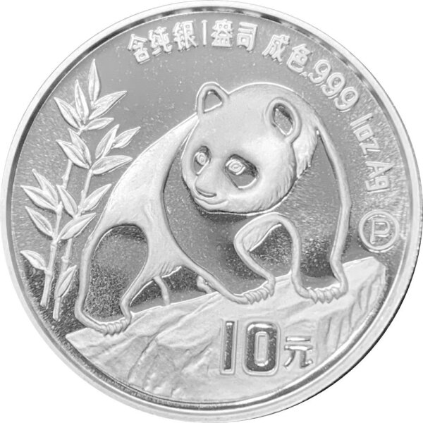 China Panda 1990 1 oz Silber - Polierte Platte