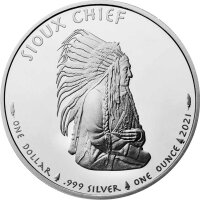 Round USA Sioux Indian Chief 2021 1 oz Silber