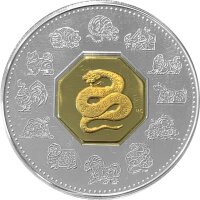 Kanada 15 Dollars 2001 Lunar Jahr der Schlange - Polierte...