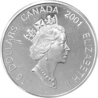 Kanada 15 Dollars 2001 Lunar Jahr der Schlange - Polierte Platte, Teilvergoldet