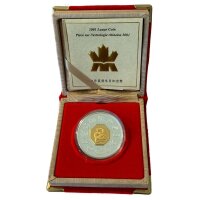 Kanada 15 Dollars 2001 Lunar Jahr der Schlange - Polierte Platte, Teilvergoldet