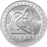 Mexiko 100 Pesos 1992 Adlerkrieger - Guerrero Aguila 1 oz...