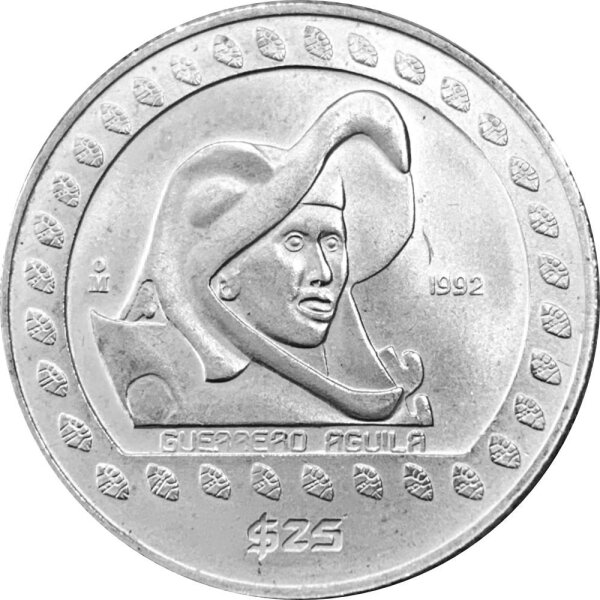 Mexiko 25 Pesos 1992 - Adlerkrieger "Guerrero Aguila" - 1/4 oz Silber