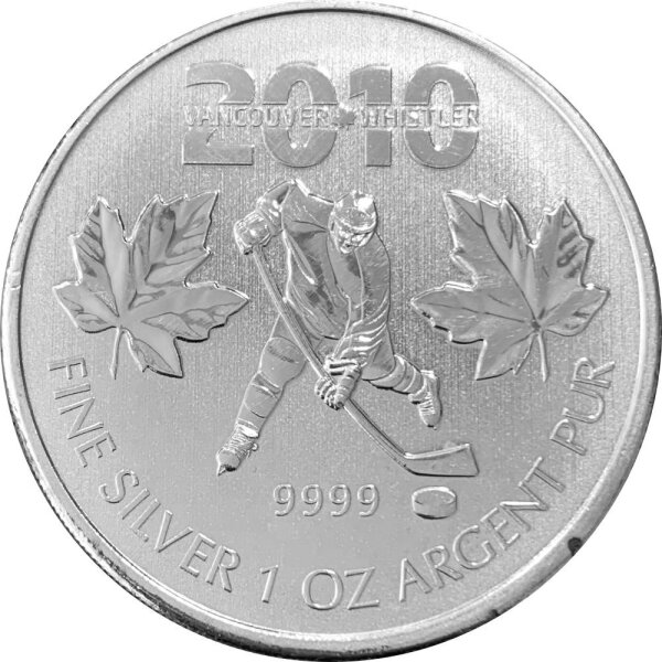 Kanada Maple Leaf 2010 1 oz Silber - Olympiade Vancouver Hockeyspieler