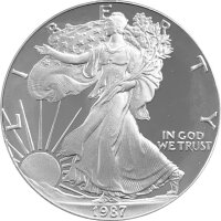 USA American Eagle 1987 1 oz Silber - Polierte Platte