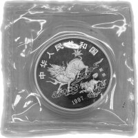 China 10 Yuan 1997 Einhorn | Unicorn 1 oz Silber - Original Folie