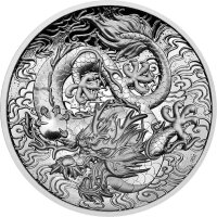 Australien Drachenserie 2021 Drache 2 oz Silber - High Relief Polierte Platte | Chinesische Mythen und Legenden