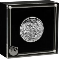 Australien Drachenserie 2021 Drache 2 oz Silber - High Relief Polierte Platte | Chinesische Mythen und Legenden