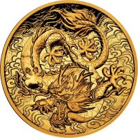 Australien Drachenserie 2021 Drache 2 oz Gold - High Relief Polierte Platte | Chinesische Mythen und Legenden