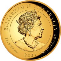 Australien Drachenserie 2021 Drache 2 oz Gold - High Relief Polierte Platte | Chinesische Mythen und Legenden