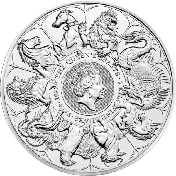 UK The Queen´s Beasts 11. Ausgabe 2021 Completer Coin 1000 Gramm Silber
