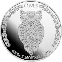 Tokelau Owls 1. Ausgabe Great Horned Owl 2021 1 oz Silber