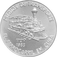 Kuba 5 Pesos 1983 Transportmittel - Eisenbahn - Silber