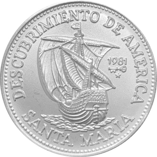 Kuba 5 Pesos 1981 - Entdeckung Amerikas - "Santa Maria" - Silber
