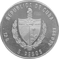 Kuba 5 Pesos 1983 -XIV. Olympische Winterspiele 1984 in Sarajevo "Eishockey" - Silber PP