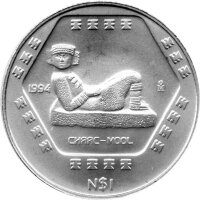 Mexiko 1 Peso 1994 - Chaac Mool - 1/4 oz Silber