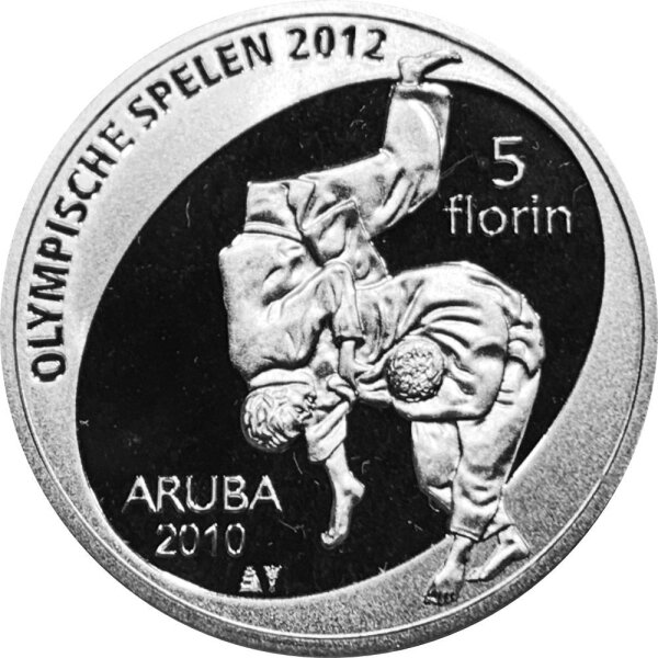 Aruba 5 Florin 2012 Olympische Spiele "Judo" - Silber PP