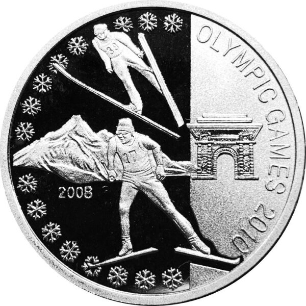 Nordkorea 1.000 Won 2008 - XXI. Olympische Winterspiele 2010 in Vancouver "Nordische Kombination" - Silber PP