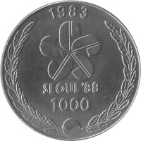 Südkorea 1.000 Won 1983 - XXIV. Olympische Sommerspiele 1988 in Seoul "Trommler" - Kupfer-Nickel