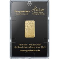 10 Gramm Goldbarren Heimerle & Meule geprägt | Neuware LBMA