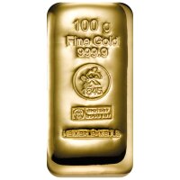 100 Gramm Goldbarren Heimerle & Meule gegossen | Neuware LBMA