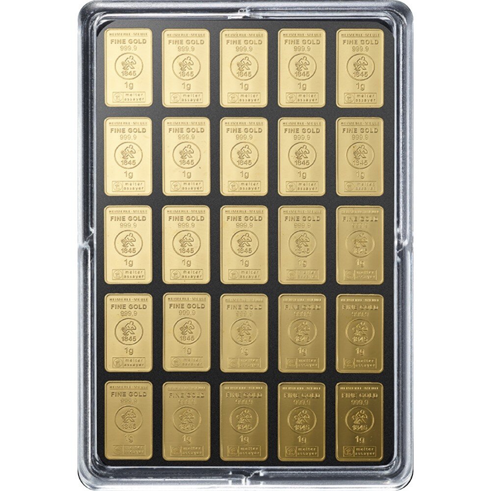 25 x 1 Gramm Goldbarren Heimerle & Meule UnityBar |...