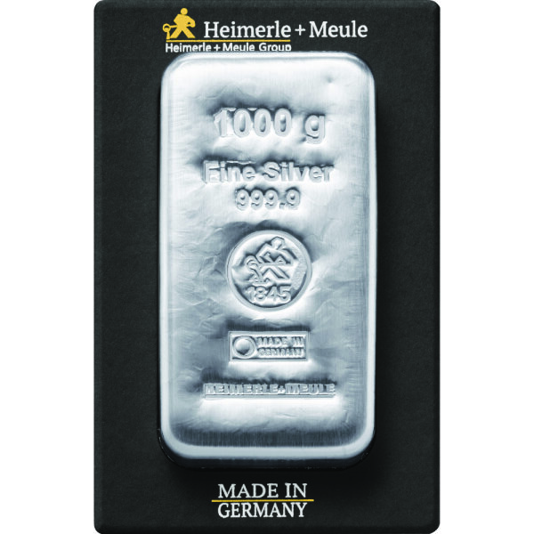 1000 Gramm Silberbarren Heimerle & Meule gegossen | Neuware
