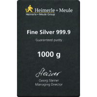 1000 Gramm Silberbarren Heimerle & Meule gegossen | Neuware