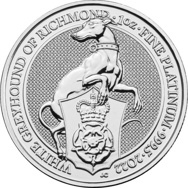UK The Queen´s Beasts 10. Ausgabe 2022 White Greyhound 1 oz Platin