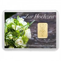 Geschenkbarren "Zur Hochzeit - Rosen" 5 Gramm Gold