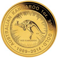 Australien Känguru 2014 1 oz Gold - 25 Jahre...