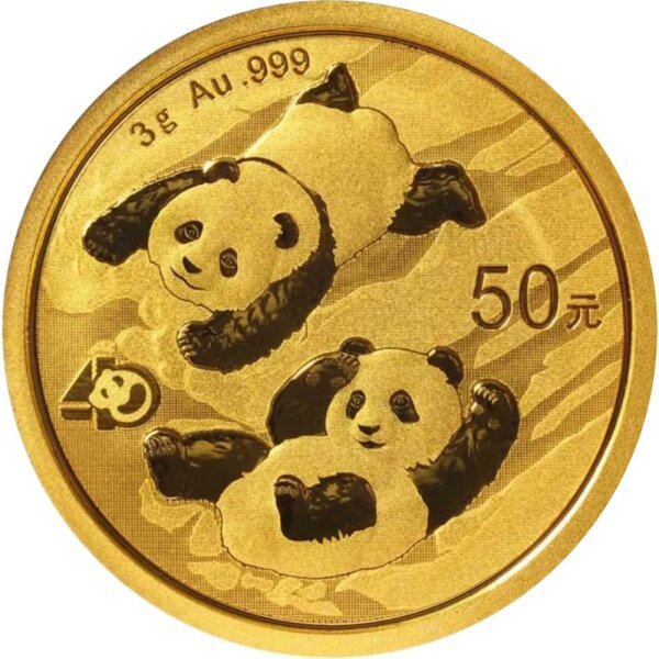 China Panda 2022 3 Gramm Gold - 40 Jahre Jubiläum - Original-Folie