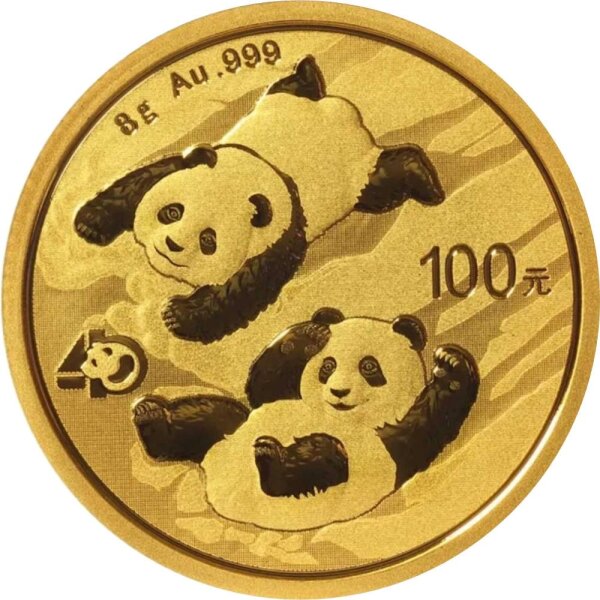 China Panda 2022 8 Gramm Gold - 40 Jahre Jubiläum - Original-Folie