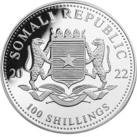 Somalia Elefant 2022 1 oz Silber - Farbapplikation