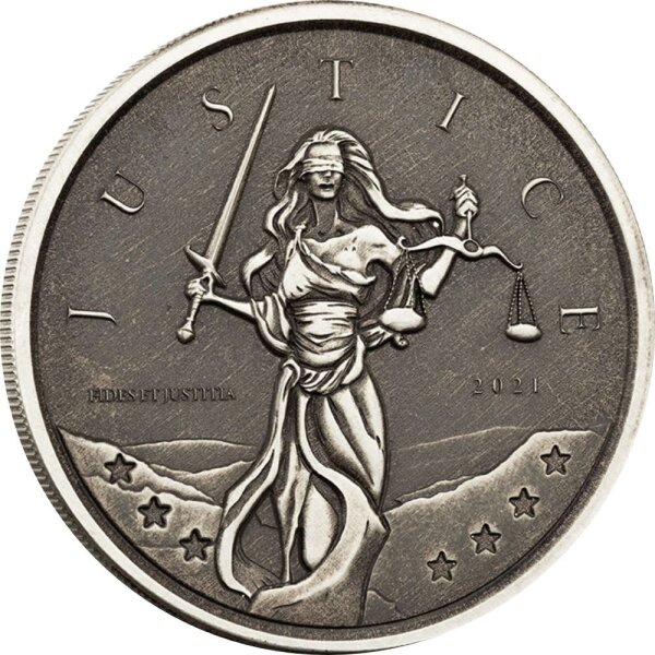 Gibraltar Lady Justice - Justitia 2021 1 oz Silber | Antik Finish