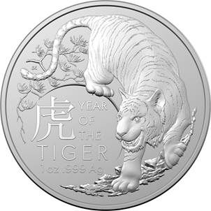 Australien RAM Lunar 2022 3. Ausgabe Jahr des Tigers 1 oz...